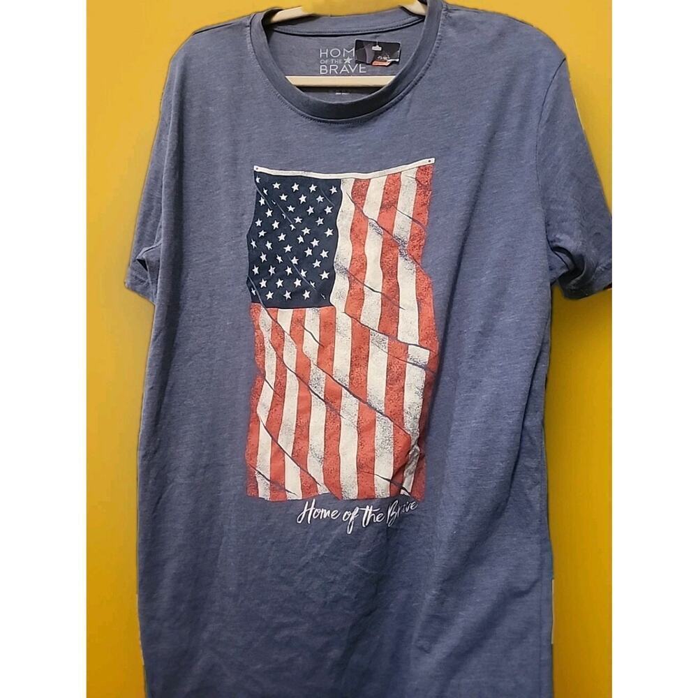 HOME OF THE BRAVE‎ AMERICAN PATRIOT FLAG BLUE USA LARGE NWT A129 EXCELLENT